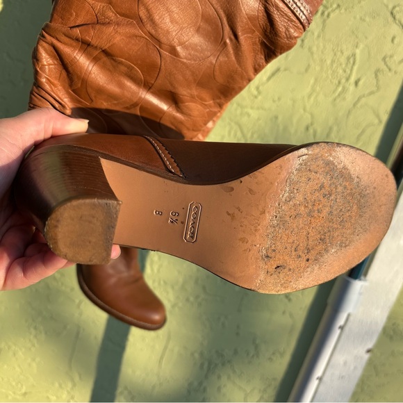 Coach Brown Leather embossed Knee-High Boots - Picture 10 of 10